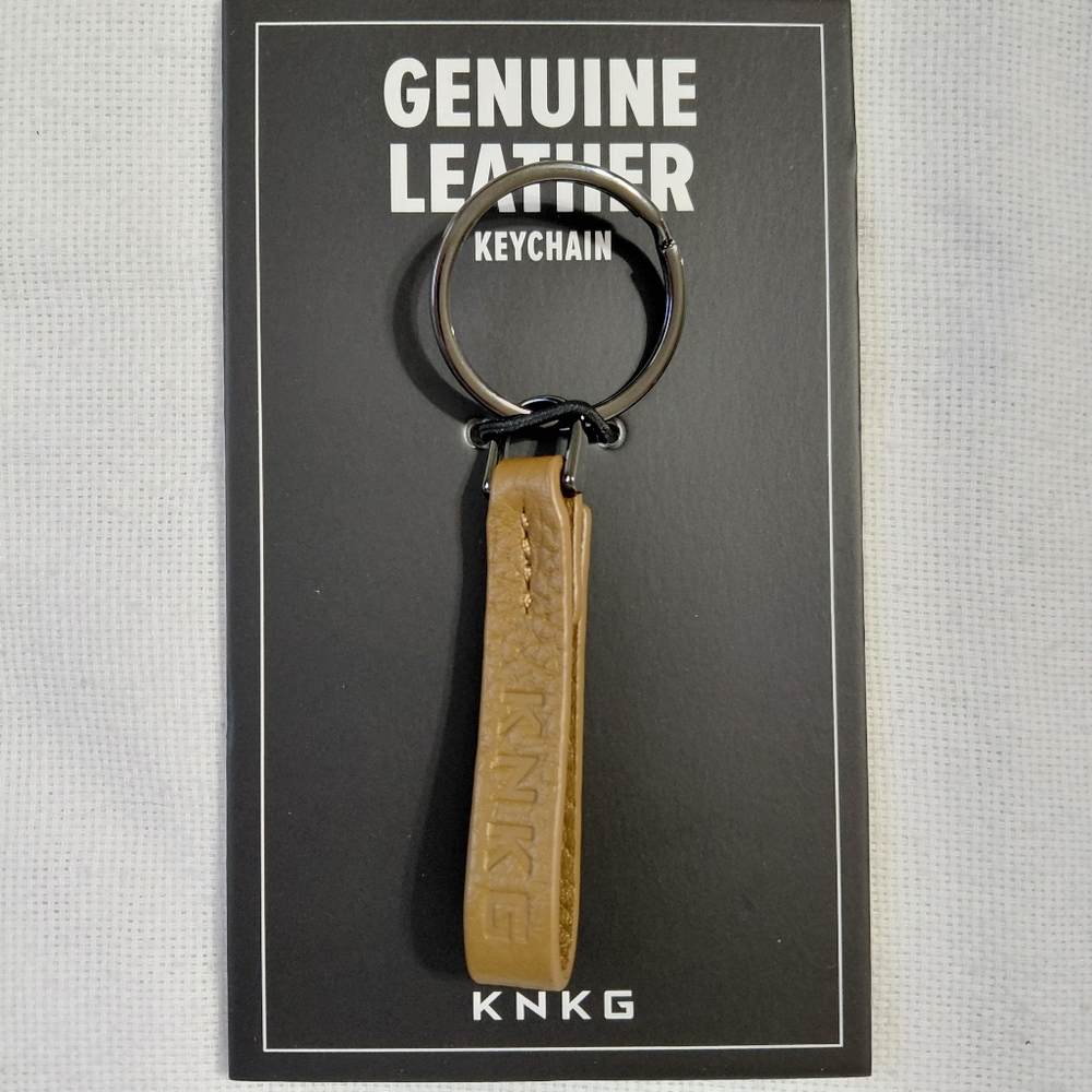 New Pebbled Leather Keychain Brown